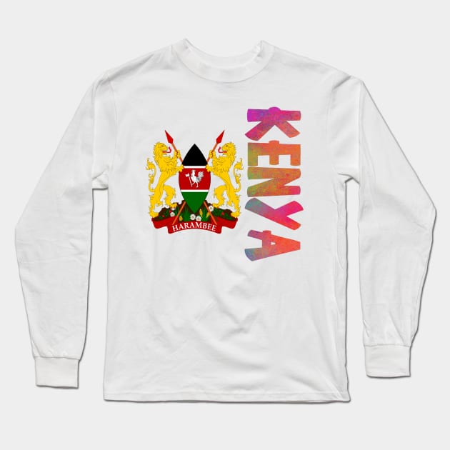 Kenya Coat of Arms Design Long Sleeve T-Shirt by Naves